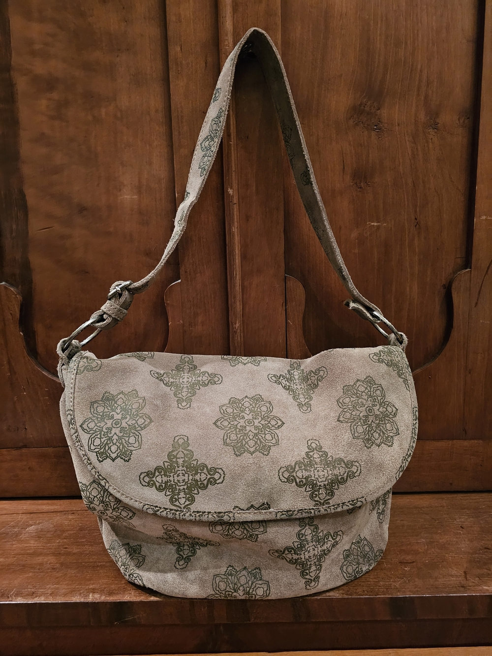 Vintage Fossil Suede Medallion Crossbody Bag